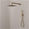 Ogomondo Kit Doccia Quadrato Square-2 Soffione 25x25 cm, Doccetta e Braccio, Acciaio Inox Oro (Oro Matt Satinato)