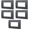 Electron 5 Placche, 4 moduli/posti, Compatibile Con Vimar Arke', nero brillante, Placca rettangolari squadrate, Plastica di alta qualità, 100% compatibile con supporti e moduli originali