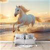 Generic Carta da parati 200 x 140 cm 3D Fotomurali in TNT Murale alla moda Cavallo Animale Spiaggia Decorazione da Muro Poster Gigante Design Carta per pareti Camera da Letto Soggiorno Camera