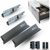 INDAUX CASSETTO in KIT Ad Estrazione Totale per Ambiente Camera Bagno Cucina Ufficio - Nuovo Design SLIM, Portata 40kg, Guide Sincronizzate (H 88mm - P 400mm)