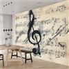 Generic Spartito Musicale Con Inchiostro Retrò Carta Da Parati Fotografica Beige Moderno Murale per Pareti Soggiorno Camera Da Letto - Fotomurali Tessuto Non Tessuto 300x210 cm