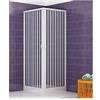 GRANISUD Cabina doccia in plastica PVC, 75 x 75 cm, altezza 170 cm, entrata angolare, colore bianco, apertura massima grazie alle ante pieghevoli