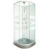 ONDÉE - Cabina doccia idromassaggio AMELIA - 1/4 di cerchio - Profili in alluminio grigio - Base grigia - Kit di montaggio incluso - Scarico 90mm - Senza tubo di collegamento - 90x90x224 cm