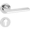 Domino Maniglia per porta guarnitura con cilindro a profilo PZ Set Rosa tonda Maniglia per porta per porta d'ufficio, porta di cantina e porta interna Maniglioni in zinco Cromo/Bianco guarnitura