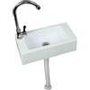 XRBEU2050 Lavabo a Parete Bianco, Lavatoio da Parete, Resistente Agli Agenti Atmosferici 40x20x11 cm per Cucina Garage Lavanderia Giardino Ambienti Esterni ed Interni C Rubinetto dell'acqua Fredda Singolo