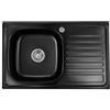 Omeere, Lavello da incasso, Lavello da cucina in acciaio inox 304, spessore del materiale 0,8 mm, lavello da cucina 1 vasca, scolapiatti rettangolare 80L x 50P x 18A (scolapiatti a destra - nero)
