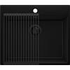 PRIMAGRAN Lavello da Cucina Tutto Nero 58x50cm, Lavandino in Granito a 1 vasca + Set di accessori, Lavabo da Cucina Incasso al Mobile 60cm - Riga S391