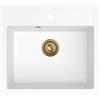 empiria SINK QUALITY SINK QUALITY Lavello in granito bianco 56 x 51 cm - Lavello in granito con sifone dorato e impregnazione - Lavello per sottolavelli a partire da 60 cm di larghezza - Lavello singolo da incasso