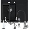 empiria SINK QUALITY SINK QUALITY - Lavello da cucina completo con rubinetto, 60 x 50 cm, nero screziato con scolapiatti - rubinetto da cucina, dispenser di sapone, colino, sifone - lavello sinistro per 40 pezzi