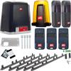 BFT Deimos-Ultra-Kit A600 Motore per cancello scorrevole automatico per cancelli fino a 600 kg e 12 m con 3 telecomandi, 5 m di cremagliera, luce di allarme, fotocellula per cancello di cortile