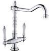 MASINIES Rubinetto Per Cucina, Doppio Comando Girevole A 360° Ottone Miscelatore Cucina Bocca Alta, Acqua Fredda E Calda Rubinetto Lavello Cucina, Vintage Anticato, Cromato
