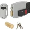 CISA 111611702, Serratura Elettrica da Applicare, 12V, Verniciato Grigio Alluminio, Entrata 70, Mano Sinistra, Cilindro a tubo