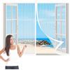 ZZGZZG Zanzariera Porta Finestra 101 x 156 cm Zanzariera a Tenda Autoadesiva Traspirante, Maglia Magnetico per Finestre Soggiorno Camera Letto, Bianco