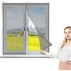 GOUZOO Zanzariera Per Finestra 115 x 145 cm, Anti Zanzare Calamite Tenda, Pieghevole Totalmente per Finestra, Grigio