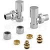 Inbagno Set valvole scaldasalviette in acciaio cromato, COMPLETO di raccordi per tubi in multistrato da 16x2 mm, attacchi universali G ½