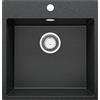 PRIMAGRAN Lavello da Cucina Grafite 48x50cm, Lavandino in Granito a 1 vasca + Sifone Classico, Lavabo da Cucina Incasso al Mobile 50cm - Riga S217