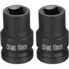 QUARKZMAN 2pz 4 Punti Presa Quadrata 1/2 Drive 10mm Presa Quadrata Metrica Impatto CR-MO Nera Standard Presa Ruota Presa Pneumatica per Riparazioni Auto Manutenzione Meccanica Uso Domestico