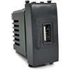 VR VETRINEINRETE Vetrineinrete® Modulo presa USB da muro per placca cassetta 503 compatibile con Vimar Plana 5V (Nero)