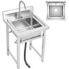 Mqwdxzfes Lavello Autoportante Acciaio Inox 50x50 cm, Lavandino Commerciale con Rubinetto 360° Rotabile, Singolo Lavello, Grande Lavello per Cucina Esterno Ristorante Bar Campeggio