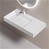 doporro Lavabo Bagno Sospeso 90 cm Rettangolare in Resina Bianco Opaco con Vasca Integrata a Sinistra e Piletta Inclusa - Colossum630