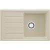 PRIMAGRAN Lavello da Cucina Beige 70x44cm, Lavandino in Granito a 1 vasca + Sifone Classico, Lavabo da Cucina Incasso al Mobile 45cm - Copenhagen Easy S040