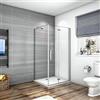 Mato Box Doccia Angolare Alto 195 cm Porta Battente Pieghevole Parete Laterale 100x70 cm Vetro 6 mm Temperato Anticalcare con Barra Stabilizzatrice