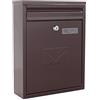 Rottner K10348 cassetta delle lettere Como, marrone, serratura a cilindro con 2 chiavi, LxHxP 250x320x85 mm, kit di fissaggio incluso, targhetta portanome
