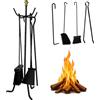 Crisalide® Set Attrezzi Camino in Ferro Battuto, 4 Pezzi - Elegante e Robusto, Strumenti per Caminetti, Pulizia Caminetti (70 CM)