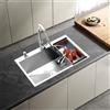 ZJDCQGS Lavello da Cucina 80x50cm, Lavandino da Cucina a 1 vasca + Sifone Classico + Scolapasta avvolgibile, Lavabo da Cucina Incasso al mobile da incasso e sottotop