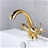 ZYCDP Miscelatore Lavabo Bagno Rubinetto Lavabo Bagno Vintage con Due Manopole Rubinetto Lavabo Acqua Fredda e Calda Ottone, Oro
