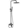 VALAZ Colonna Doccia con Miscelatore | Colonna Doccia con Soffione e Doccetta 20cm | Monocomando, Barra Regolabile, Installazione Facile e Veloce | Acciaio Inox, Rotonda, Nero Opaco, Serie Turia