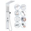 LZQ Pannello doccia in acciaio inox, sistema doccia a 5 funzioni, con doccia a pioggia, cascata, 2 getti massaggianti, doccetta e beccuccio, set doccia montato a parete (bianco)