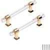 FEEIMOL 2 pezzi chiaro acrilico maniglie per armadietti da cucina cassetto tira maniglia per porta armadio maniglia per mobili per camera da letto bagno Oro 128mm