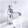 Your's Bath Miscelatore Lavabo e Bidet Rubinetto Lavabo Bagno Vintage in Ottone Cromato Rubinetto Monocomando in Ceramica Floreale Elegante (Basso, Argento)