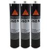 Sika Corporation Sikaflex 260N - Set risparmio di 3 adesivi combustibili estremamente resistenti, 300 ml, colore: Nero