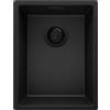 PRIMAGRAN Lavello sottotop Tutto Nero 36x47cm, Lavandino in Granito a 1 vasca + Sifone Classico, Lavabo da Cucina al Mobile 40cm - London S033