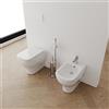 MarinelliGroup Coppia di sanitari a terra filomuro Bidet e Vaso WC in ceramica con sedile coprivaso STEFANO