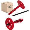 PROTEKTOR Tasselli isolanti 100 pezzi Ø10x140mm con chiodo in plastica per ETICS e per il fissaggio dell'isolamento delle facciate, tasselli antiurto certificati ETA tasselli termici