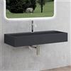 Mai & Mai Lavabo da Appoggio 100x40x14cm, Lavabo Bagno Sospeso Lavandino Bagno Colossum6028 da Marmo Fuso, due Fori per la Rubinetteria, Antracite opaco