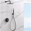 NOLUXA IMEX - Doccia Incasso Nera Monocomando | Set Rubinetteria Incasso con Soffione Anticalcare Effetto Pioggia | Colonna Doccia Incasso con Rubinetto in Ottone e Acciaio Inox S.304 | Serie Monza