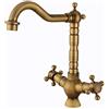 Fw Rubinetto Bagno Miscelatore Lavabo, Rubinetto Retrò A Doppia Leva Acqua Calda E Fredda Rubinetto Per Lavabo Monoforo Girevole In Ottone, Adatto Per Wc E Bagno, Valvola In Ceramica