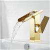 XDSMB Rubinetto Lavello Bagno Cascata Oro Scarico Aperto Rubinetto da Appoggio Maniglia Singola Miscelatore Lavabo Bagno,oro,corto