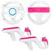 DTianSir Set di 4 pistole per volante Wii e Zapper - Compatibile con telecomando Wii e Wii U (2 volanti + 2 grilletti per pistola leggera) [videogioco]