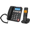 Jectse Telefono con Filo/cordless a 2 Ricevitori per Casa con Lunga Portata, con Segreteria Telefonica, Blocco Chiamate, Composizione con Foto, ID Chiamante Bilingue, Testo (Spina europea)