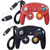 ONE250 Confezione da 2 controller classici per joypad con cavo, compatibile con Wii NGC Gamecube Game Cube (nero e rosso)