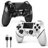 AceGamer Confezione da 2 controller per PS4, controller wireless per PS4/Pro/Slim/PC, con impugnatura antiscivolo su entrambi i lati e 2 cavi USB-C, colore: nero e bianco