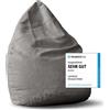 DS Produkte Pouf Lumaland Luxury XL PLUS elegante pouf - 220 L di imbottitura con cuciture extra resistenti - Grigio