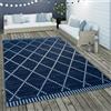 Paco Home Tappeto a trama piatta per interni ed esterni Etno Geometrico Scandi Design In Blu Bianco Dimensioni 120x170 cm