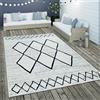 Paco Home Tappeto in tessuto piatto per interni ed esterni Motivo geometrico scandinavo Bianco e blu Dimensioni 200x290 cm