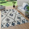 Paco Home Tappeto per interni e per esterni a trama piatta Geometrico astratto Diamante Design Etno Blu Dimensioni 160x220 cm